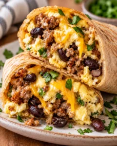 Alternate close-up serving of High-Protein Breakfast Burritos for Meal Prep