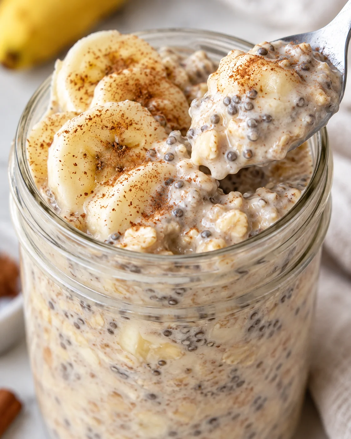 Texture detail showing the crumb and interior of High-Protein Overnight Oats Recipe