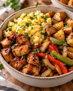 Alternate close-up serving of Sweet and Spicy Meal Prep Breakfast Bowls